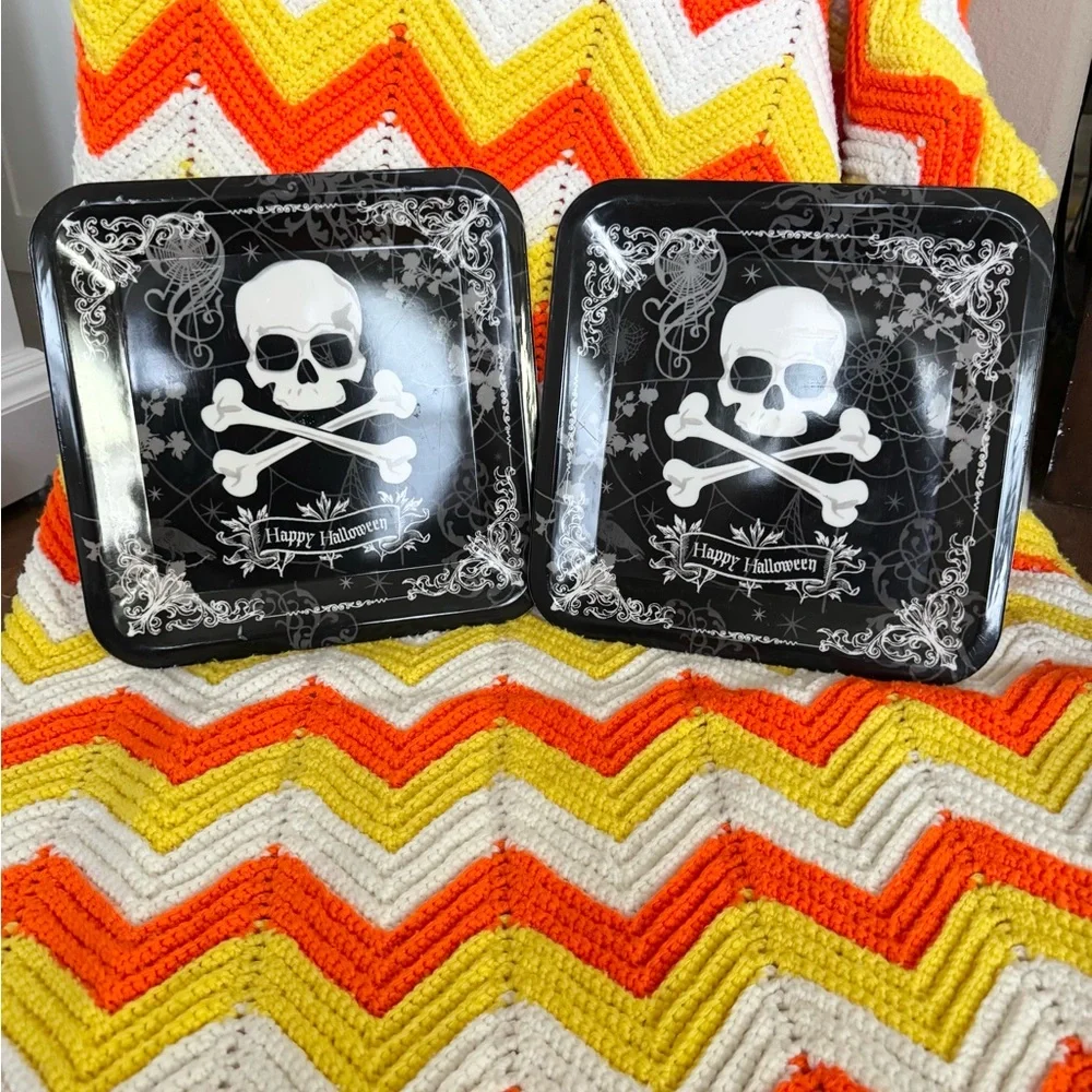 Amscan Halloween Skull Plastic‎ Square Plates